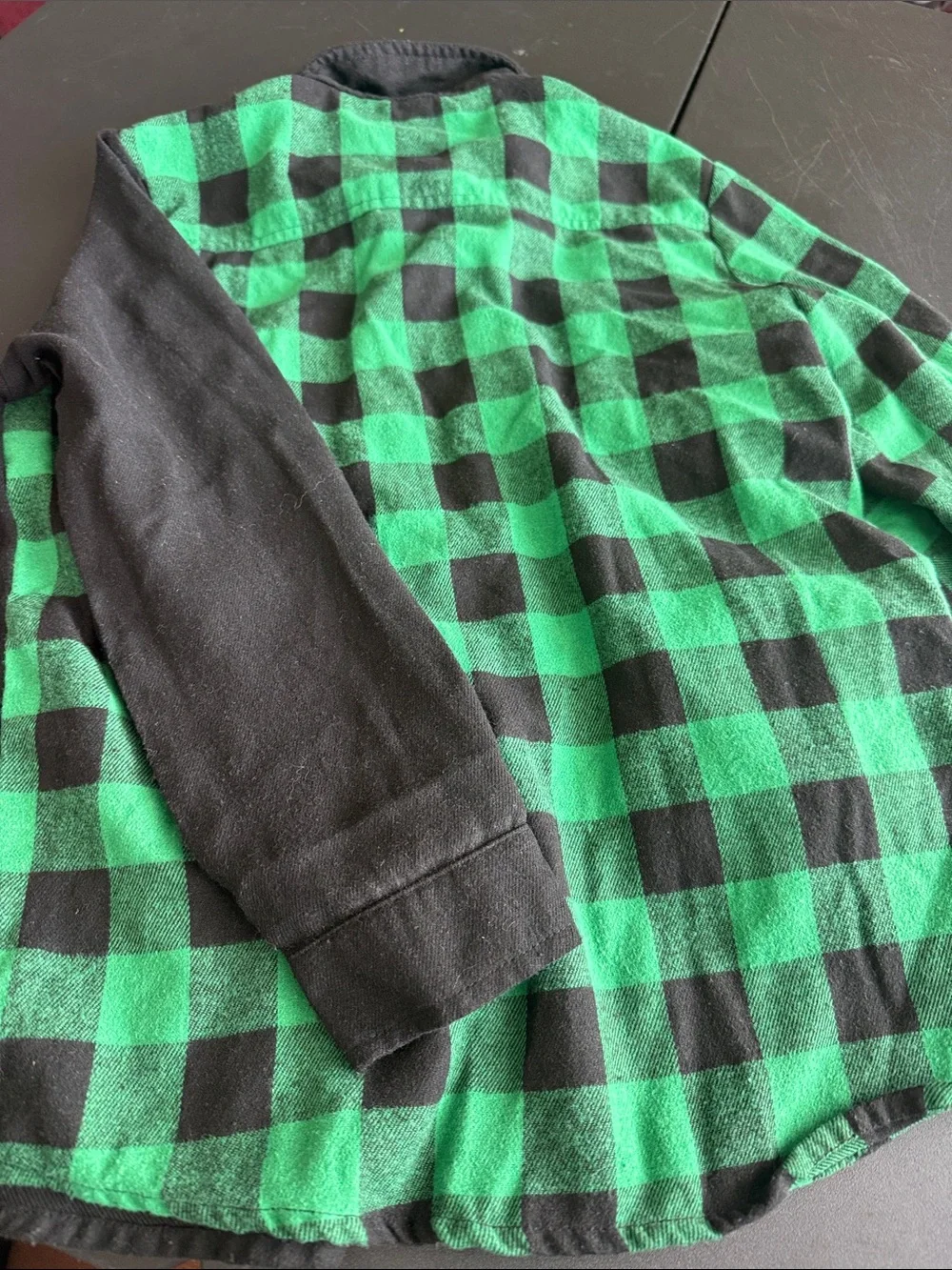 Green and Black Half-Check Button-Up Shirt